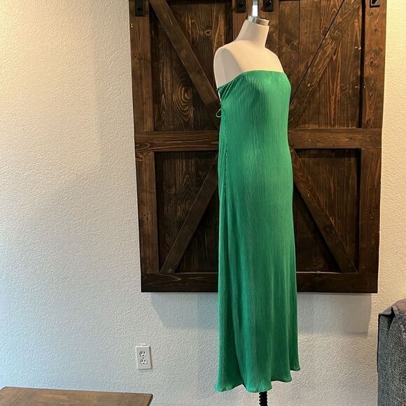 Sexy Strapless Pleated Maxi Tube Dress Slim Fit Backless Bodycon Long Dress Lrg - Picture 5 of 12
